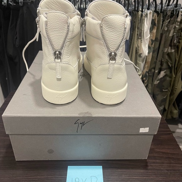 Giuseppe Zanotti White May London High-Top Silver Zipper Sz 43/10 Designer - Picture 4 of 15